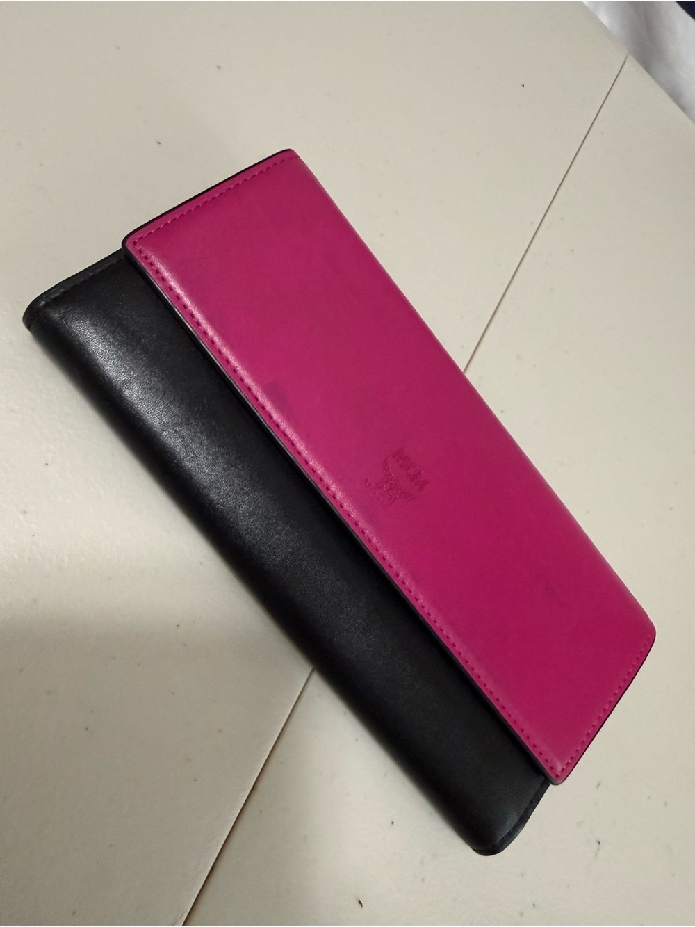 MCM Women's Pink and Black LEATHER Long Wallet